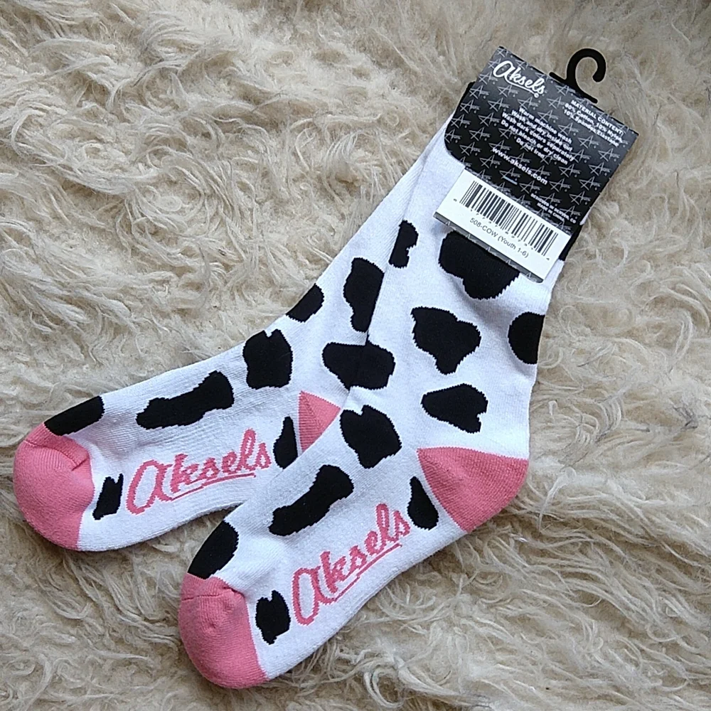 Aksels Holstein Cow Print Youth Novelty Socks Farm Animal
